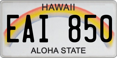 HI license plate EAI850