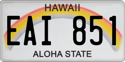 HI license plate EAI851