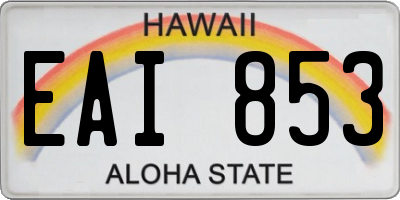 HI license plate EAI853