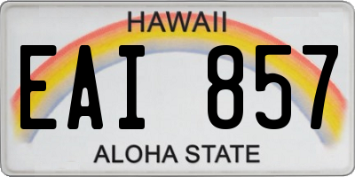 HI license plate EAI857