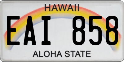 HI license plate EAI858