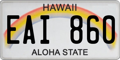 HI license plate EAI860