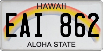 HI license plate EAI862