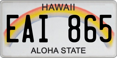 HI license plate EAI865