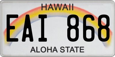 HI license plate EAI868