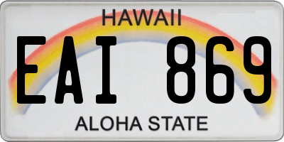 HI license plate EAI869