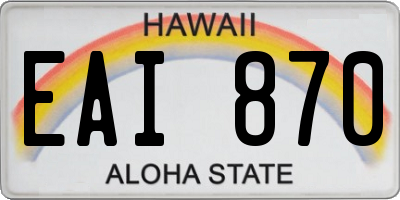 HI license plate EAI870