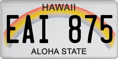 HI license plate EAI875