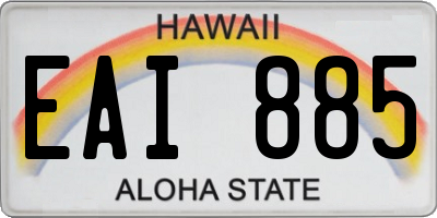 HI license plate EAI885