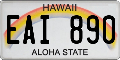 HI license plate EAI890