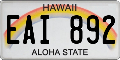 HI license plate EAI892