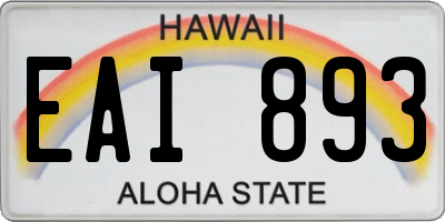 HI license plate EAI893