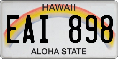 HI license plate EAI898