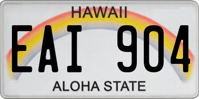 HI license plate EAI904