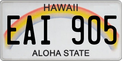 HI license plate EAI905