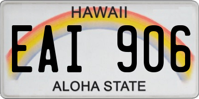 HI license plate EAI906