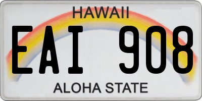 HI license plate EAI908