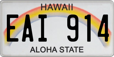 HI license plate EAI914