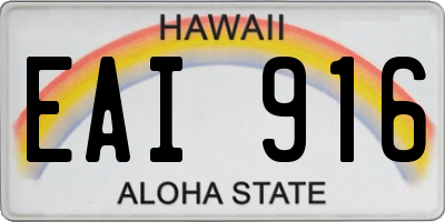 HI license plate EAI916