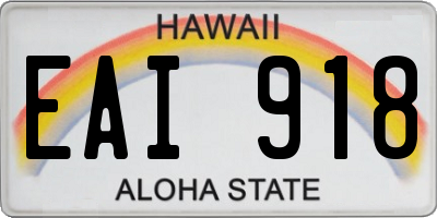 HI license plate EAI918