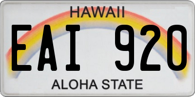 HI license plate EAI920