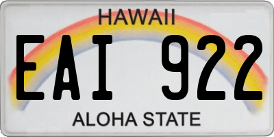 HI license plate EAI922