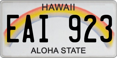 HI license plate EAI923