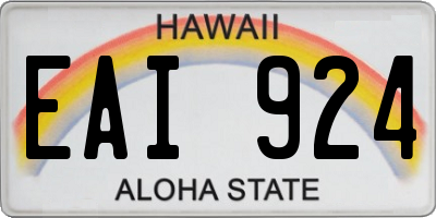 HI license plate EAI924