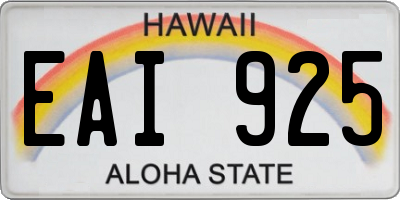 HI license plate EAI925