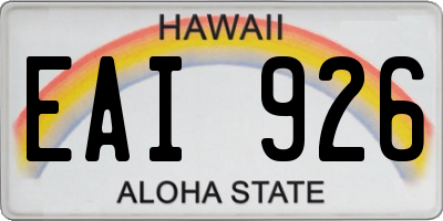 HI license plate EAI926