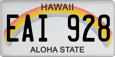 HI license plate EAI928