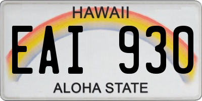 HI license plate EAI930