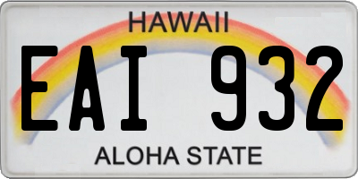 HI license plate EAI932