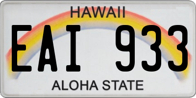 HI license plate EAI933
