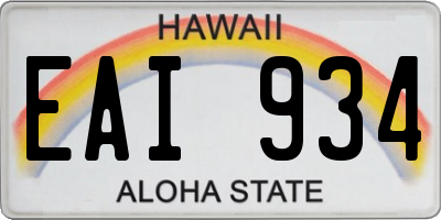 HI license plate EAI934