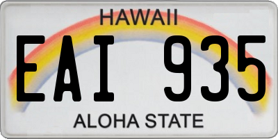 HI license plate EAI935