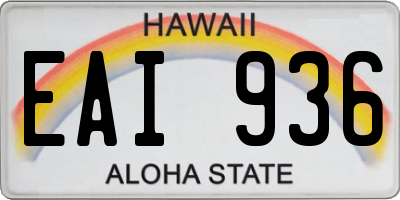 HI license plate EAI936