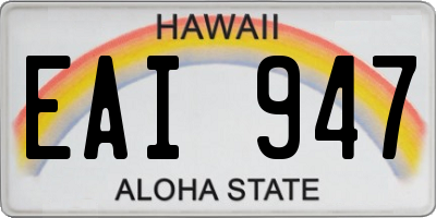 HI license plate EAI947