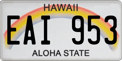 HI license plate EAI953