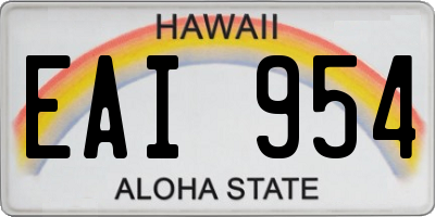 HI license plate EAI954