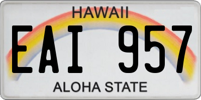 HI license plate EAI957