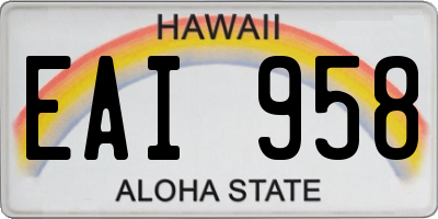 HI license plate EAI958