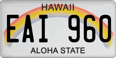 HI license plate EAI960
