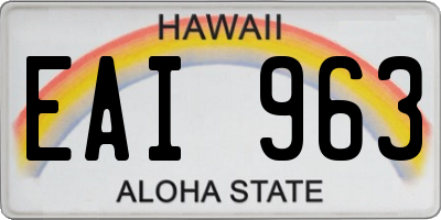 HI license plate EAI963