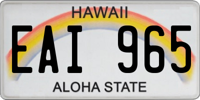 HI license plate EAI965
