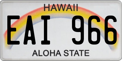 HI license plate EAI966