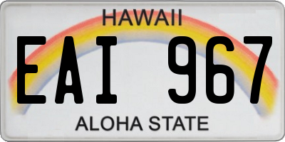 HI license plate EAI967