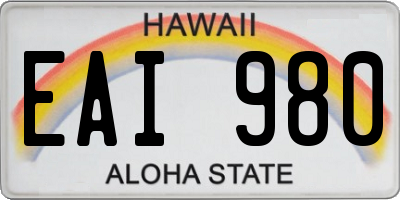 HI license plate EAI980