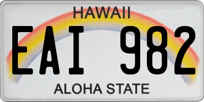 HI license plate EAI982