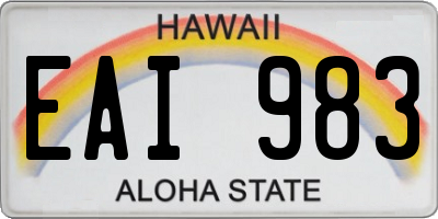 HI license plate EAI983